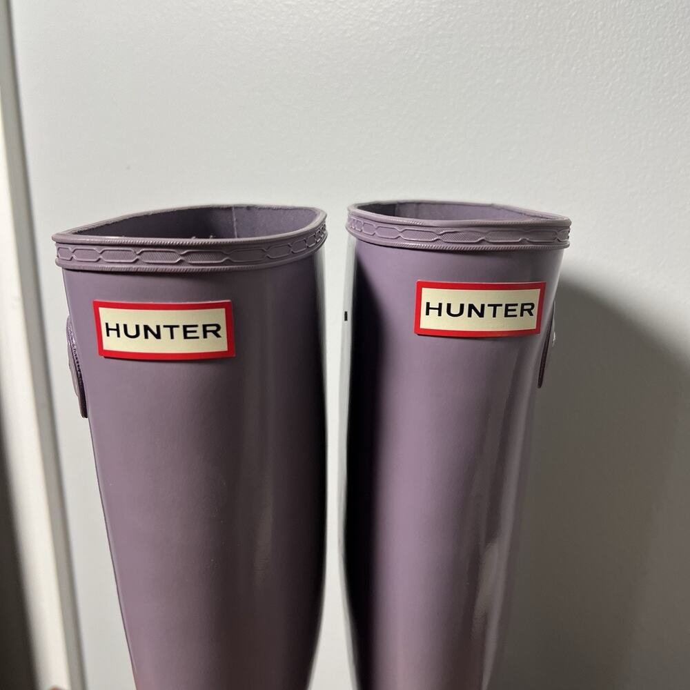 Hunter Original Tall Gloss Rain Boots Womens 7 Purple Violet Lavender Waterproof - Picture 13 of 15